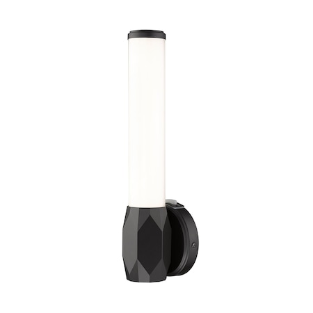 Z-Lite Cooper Wall Sconce, 1-Light, 4.75 In.W x 4 In.L x 16 In.H, Matte Black/Frosted 1010-1S-MB-LED